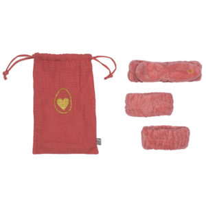 Set bandeau de soins + manchons dans pochon - Terracotta. Vendu par Rêves de Fil