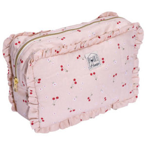 Grande trousse de toilette à froufrou Marylou - Cerises. Vendu par Bubulle et savon