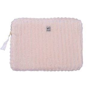 Pochette zippée PC/tablette Minky matelassé crème - Taille L. Vendu par Bubulle et savon