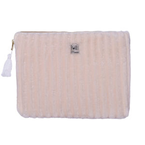 Pochette zippée PC/tablette Minky matelassé crème - Taille M. Vendu par Bubulle et savon