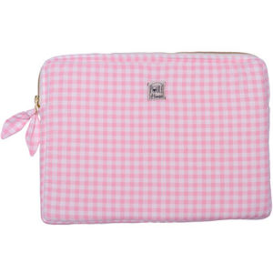 Pochette zippée PC/tablette vichy rose - Taille L. Vendu par Bubulle et savon