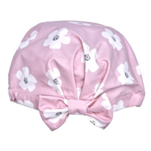 Charlotte de douche imprimé fleurs blanc rose