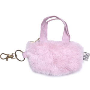 Etui pour écouteurs mini sac fourrure rose