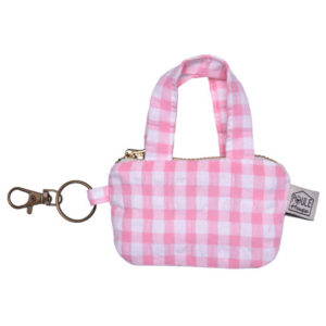 Etui pour écouteurs mini sac vichy rose