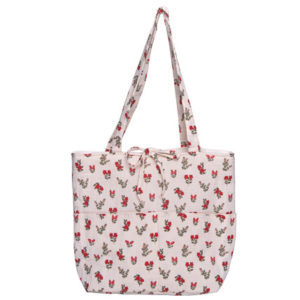 Grand sac fourre-tout motifs fleurs rouges