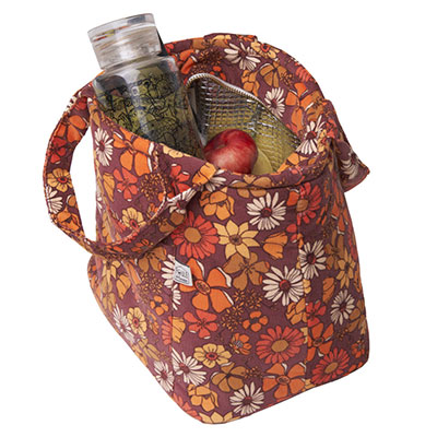 Lunch bag isotherme - velours fleurs vintage – Image 2