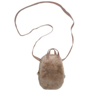 Mini sac à bandoulière pour téléphone portable - fourrure taupe