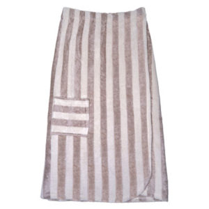 Paréo de bain éponge bambou rayée écru / galet