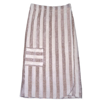 Paréo de bain éponge bambou rayée écru / galet