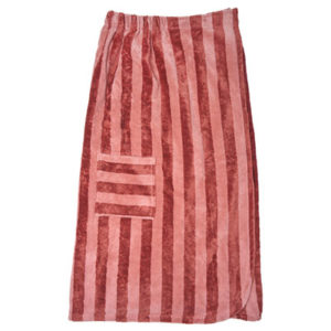 Paréo de bain éponge bambou rayée marsala / paprika