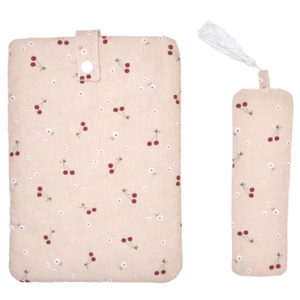 Pochette à livre de poche et marque-page cerise