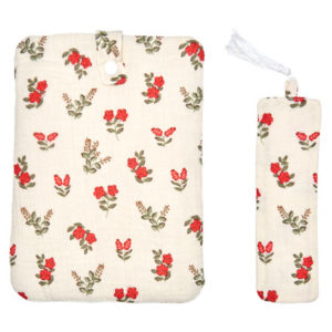 Pochette à livre de poche et marque-page à fleurs rouges