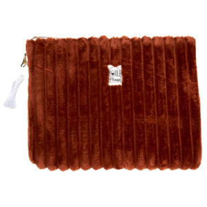 Pochette zippée PC/tablette Minky matelassé toffee