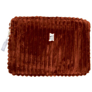 Pochette zippée PC/tablette Minky matelassé toffee