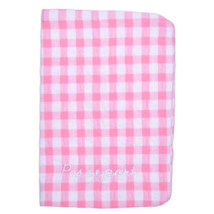 Protège-passeport - vichy rose