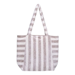 Sac fourre-tout éponge bambou rayée écru / galet