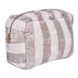 Trousse éponge bambou rayée écru / galet