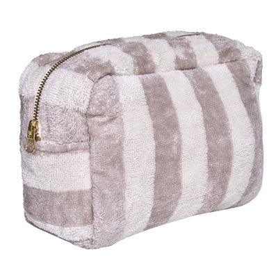 Trousse éponge bambou rayée écru / galet