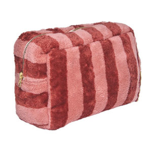 Trousse éponge bambou rayée marsala / paprika