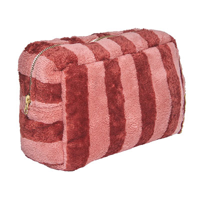 Trousse éponge bambou rayée marsala / paprika