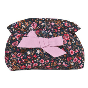 Trousse maquillage velours à nœud - fleurs